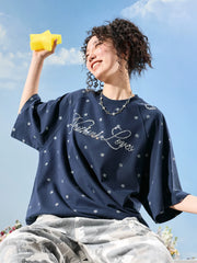 Nuthink American Trendy Brand Hot Diamond Letter Pentagram Short sleeved T-shirt Solona Cool Men and Women 2026 New Summer