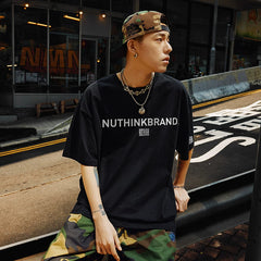 Nuthink American Trendy Brand Letter T-shirt Men's Trendy Loose Trendy Short Sleeve Men's Summer Large Half Sleeve Top Trendy