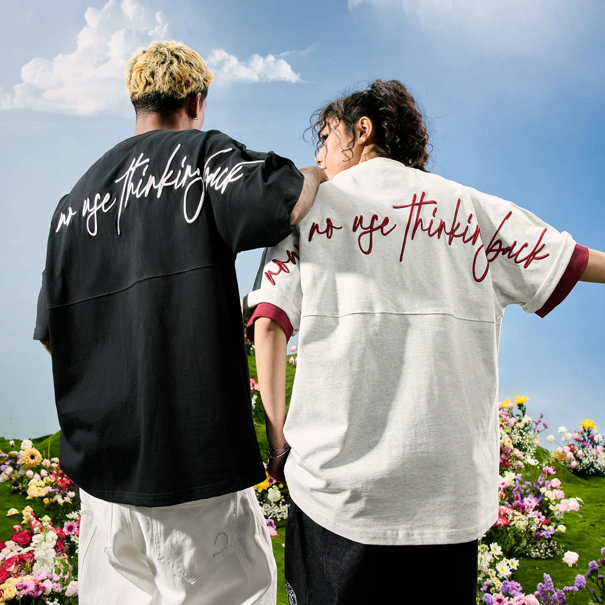 Nuthink American Trendy Brand Embroidered Letter T-shirt Men's Short Sleeve Street Trendy Loose Women's 2026 Summer New Style
