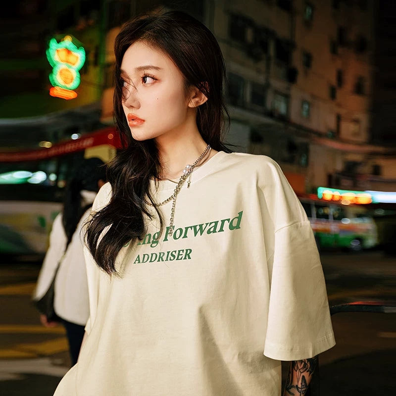 Nuthink trendy letter short sleeved T-shirt heavyweight American 280g half sleeved T-shirt for men and women summer 2026