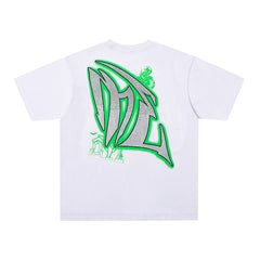 White Mixed Emotion Green Monster Venom‑Style Double‑Sided Print Short Sleeve T‑Shirt
