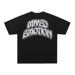 Black Mixed Emotion Color Zombie Portrait Single‑Sided Short Sleeve T‑Shirt
