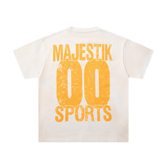 Off‑White Washed Vintage Sports Car Palm Double‑Sided Graphic T‑Shirt