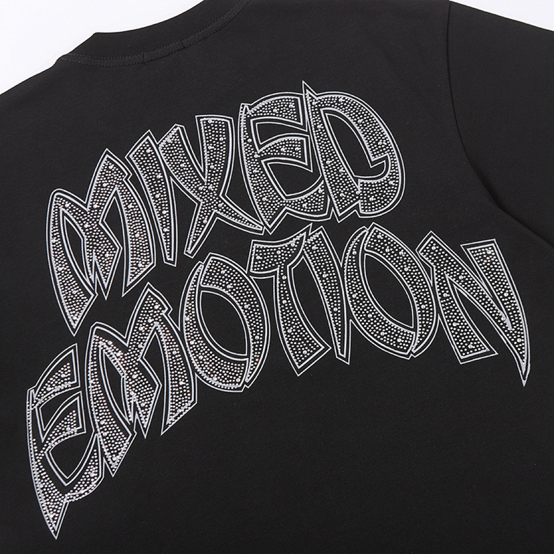 Black Mixed Emotion Vintage Angel Archer Graphic Double‑Sided Print Short Sleeve T‑Shirt