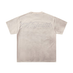 Khaki Washed Vintage Portrait Band‑Style Graphic T‑Shirt