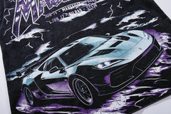 Vintage Black Metal Concert Car Double‑Sided Graphic T‑Shirt