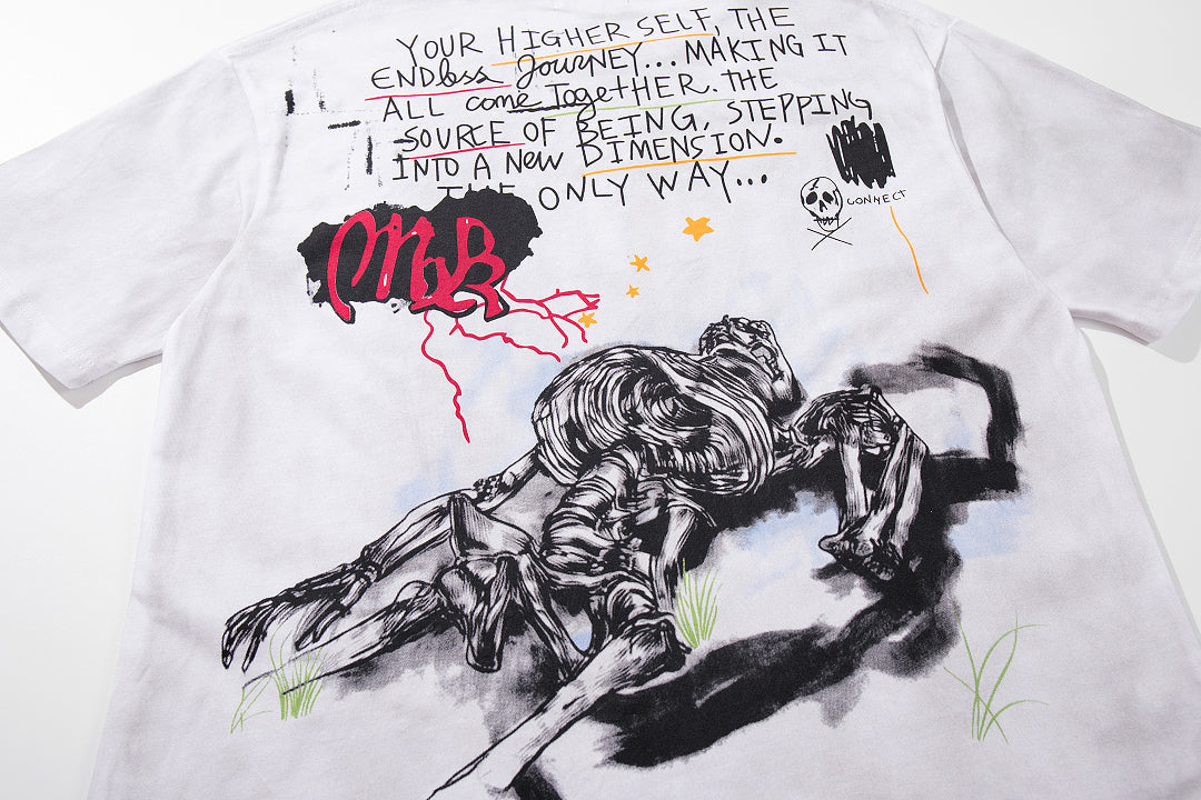 White Washed Graffiti Street Art Vintage Graphic T‑Shirt