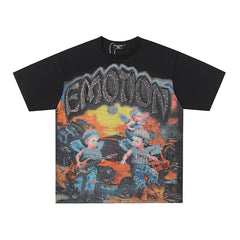 Black Mixed Emotion Angel Devil Double‑Sided Print Short Sleeve T‑Shirt